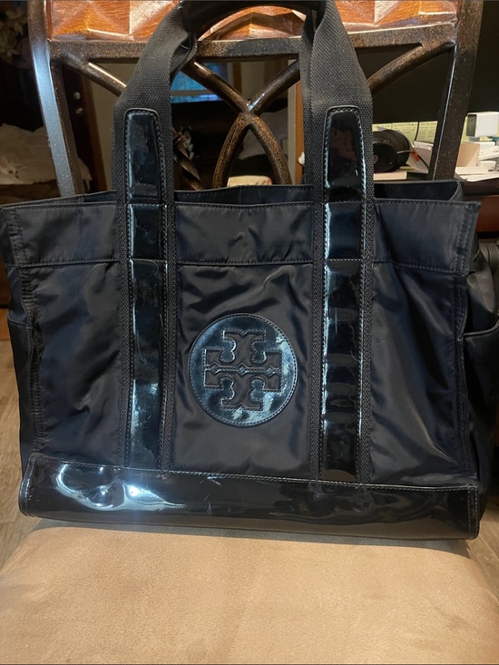 Tory Burch Handbags - Tory Burch Black Nylon Tote with Patent Trim